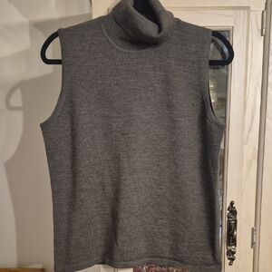 Kasper Charcoal Sleeveless Turtleneck Sweater